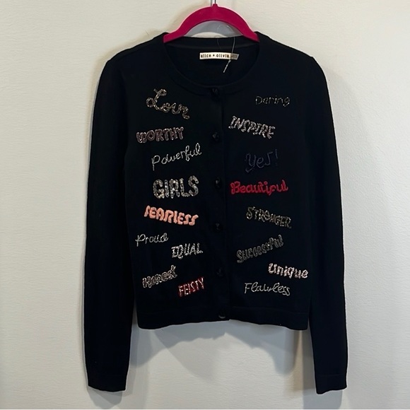 Alice + Olivia Ruthy Feminist Cardigan Sweater XS - Picture 2 of 5